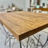 Crate & Barrel MCM Wood Table Hairpin Legs + Four Acrylic Chairs - Image 3