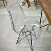 Crate & Barrel MCM Wood Table Hairpin Legs + Four Acrylic Chairs - Image 4