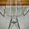 Crate & Barrel MCM Wood Table Hairpin Legs + Four Acrylic Chairs - Image 5