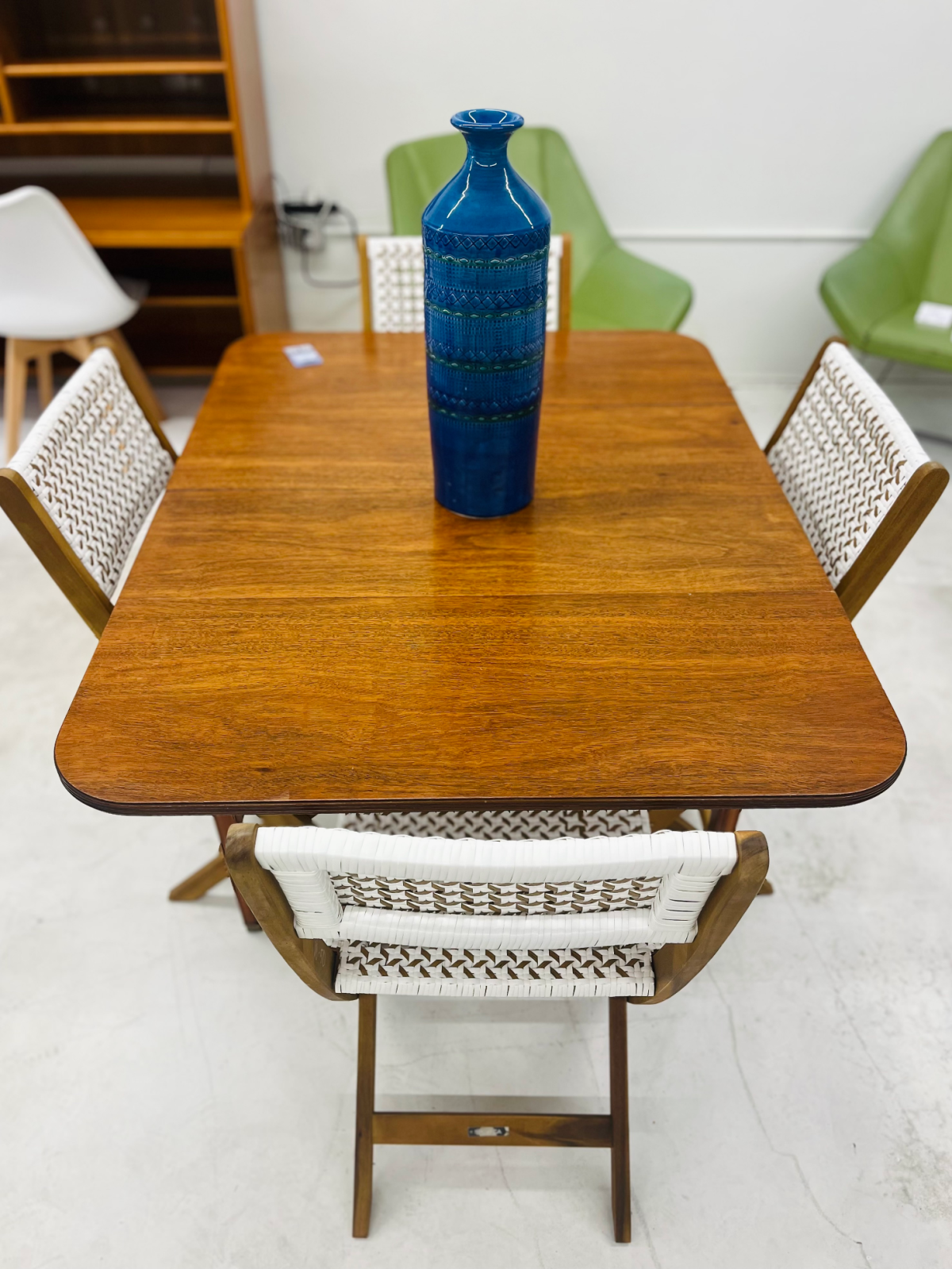 Brandt Mahogany Dining Table With Four Rattan Chairs - Image 2