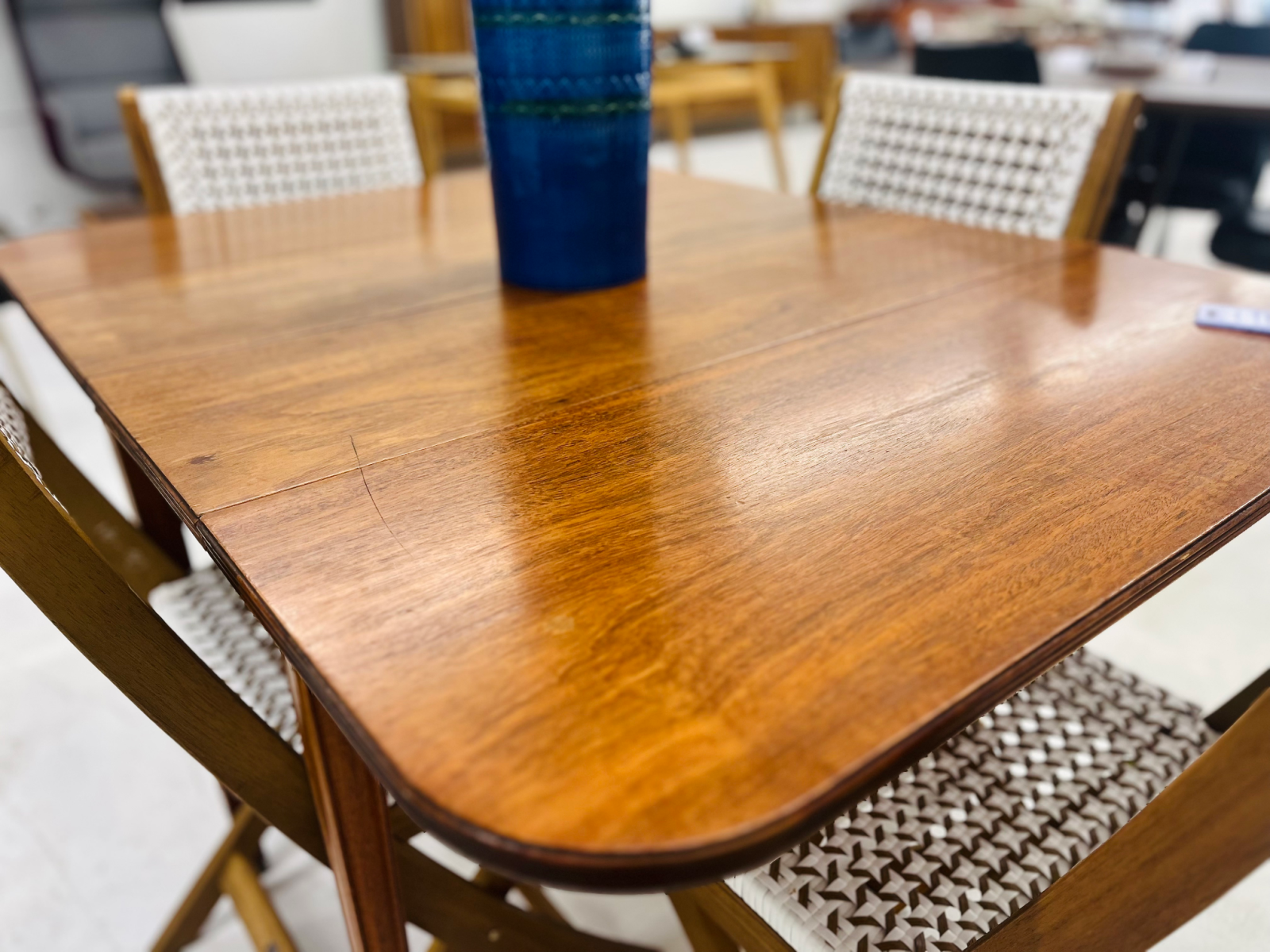 Brandt Mahogany Dining Table With Four Rattan Chairs - Image 3