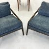West Elm MCM Wood Blue Lounge Chairs