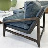 West Elm MCM Wood Blue Lounge Chairs - Image 2