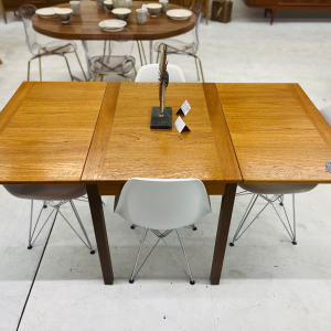 Ansager Møbler Danish Mid-Century Modern Teak Refectory Dining Table with Two Leaves + Four Eames-Style Chairs