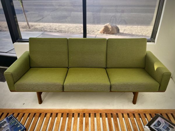 Original Hans Wegner Vintage Green Getama Couch with Teak Frame