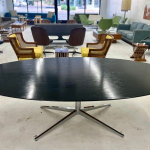 Florence Knoll Oak Dining Table Painted Black with Star Base
