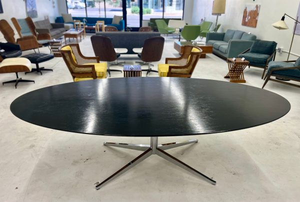 Florence Knoll Oak Dining Table Painted Black with Star Base