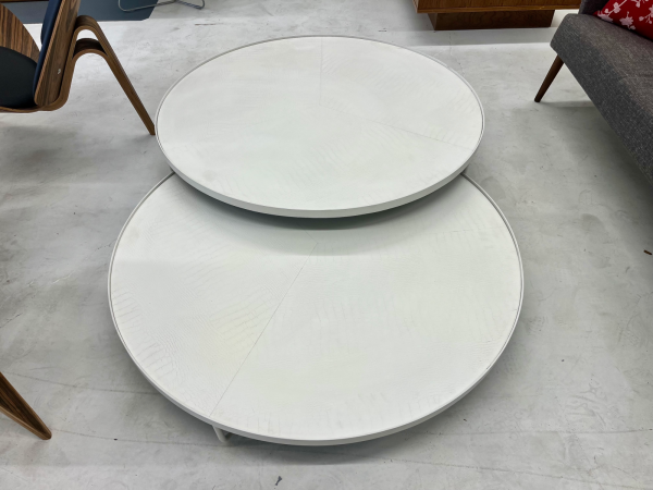 Adelphi Nesting Coffee Tables in White Leather - Image 4