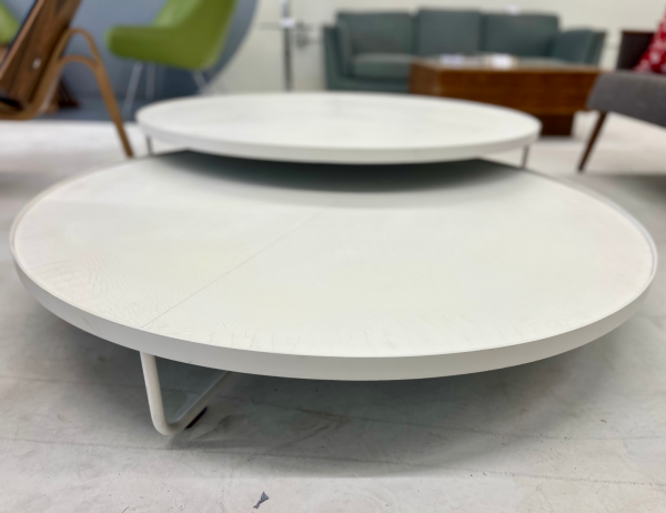 Adelphi Nesting Coffee Tables in White Leather - Image 2