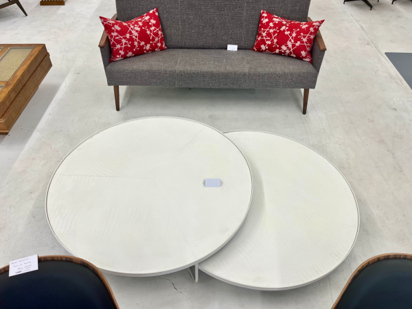 Adelphi Nesting Coffee Tables in White Leather - Image 3