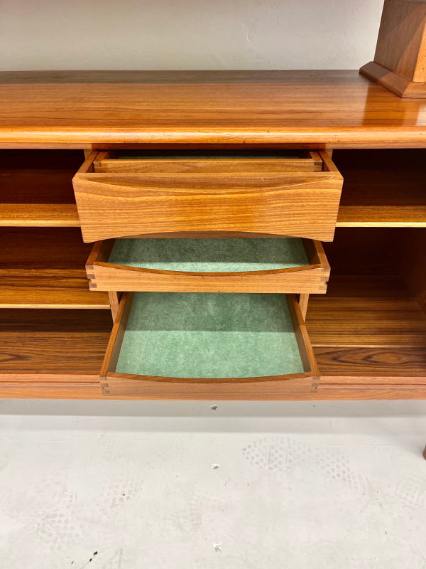 1960s Danish Credenza + Hutch From Designer Johannes Andersen in Immaculate Condition - Image 8