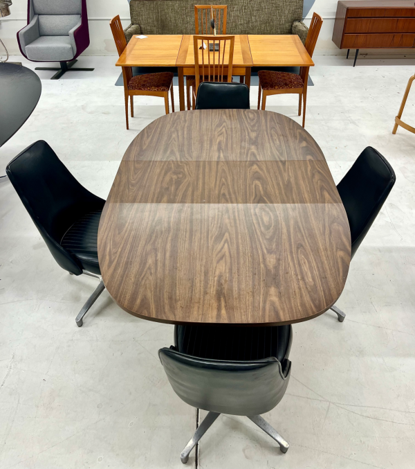 1960s ChromeCraft Dining Table With Four Vinyl Chairs + One Leaf - Image 5