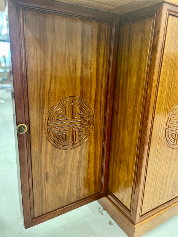 MCM Asian Inspired Walnut Bar Cart - Image 6
