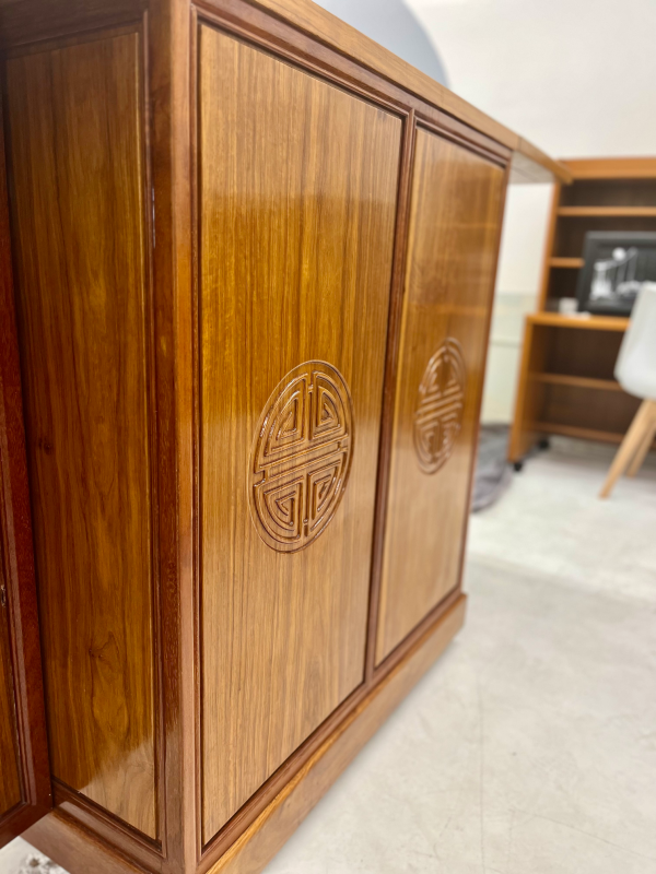 MCM Asian Inspired Walnut Bar Cart - Image 7