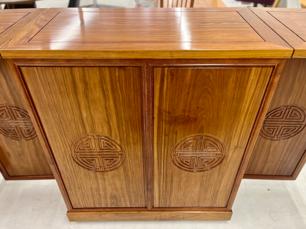 MCM Asian Inspired Walnut Bar Cart - Image 5