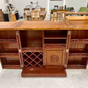 MCM Asian Inspired Walnut Bar Cart