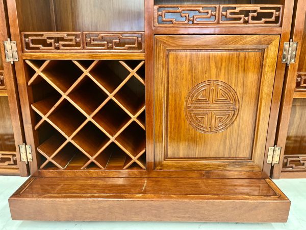 MCM Asian Inspired Walnut Bar Cart - Image 4