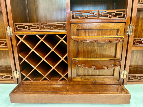 MCM Asian Inspired Walnut Bar Cart - Image 3