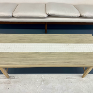 Edward Lane Birch Wood Coffee Table With White Tile