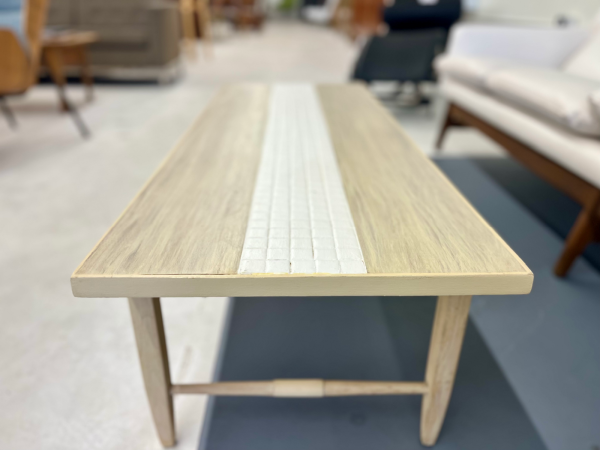 Edward Lane Birch Wood Coffee Table With White Tile - Image 3