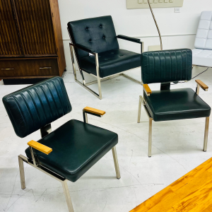 Crate & Barrel Black Leather Chairs