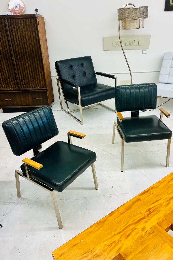 Crate & Barrel Black Leather Chairs