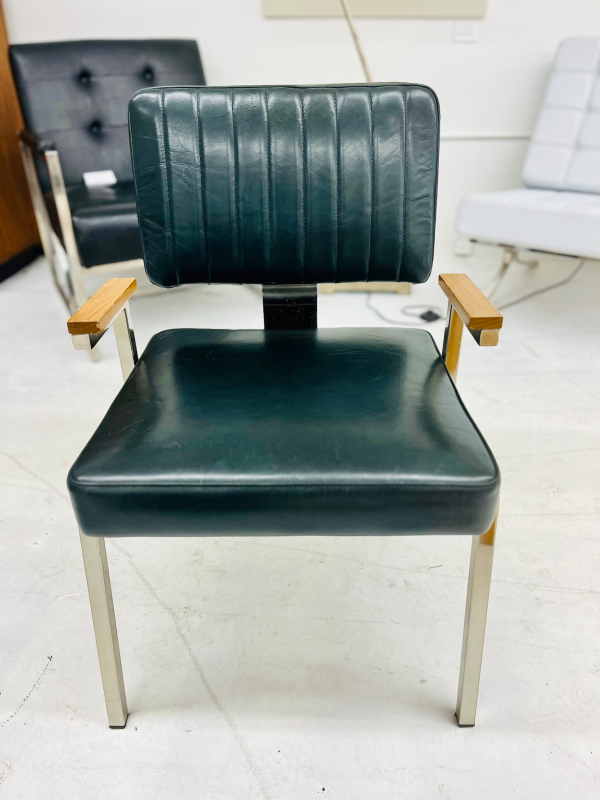 Crate & Barrel Black Leather Chairs - Image 3