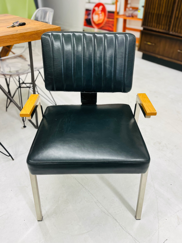 Crate & Barrel Black Leather Chairs - Image 2