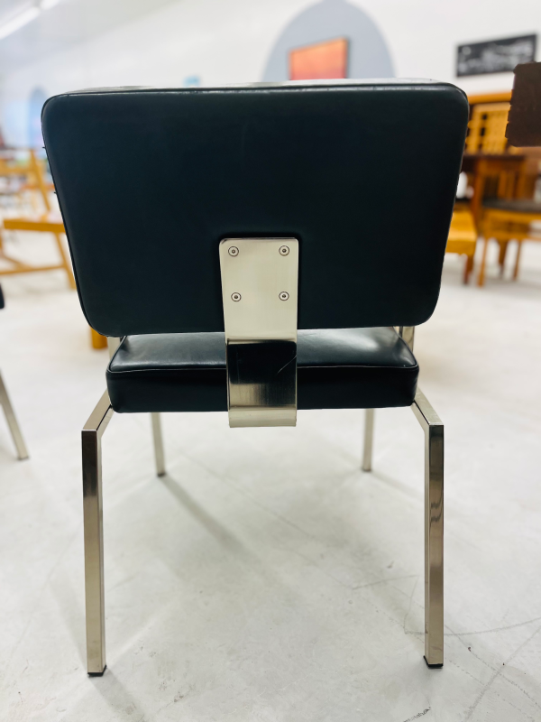 Crate & Barrel Black Leather Chairs - Image 7