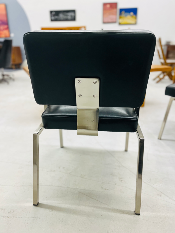 Crate & Barrel Black Leather Chairs - Image 6