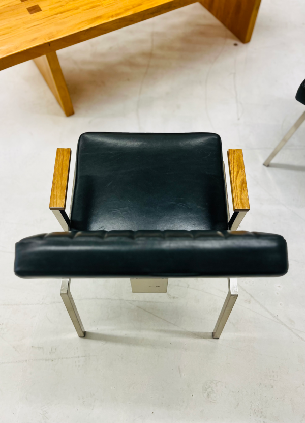 Crate & Barrel Black Leather Chairs - Image 10