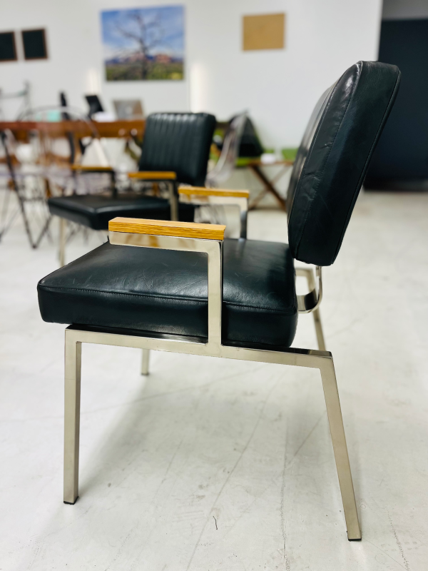 Crate & Barrel Black Leather Chairs - Image 8