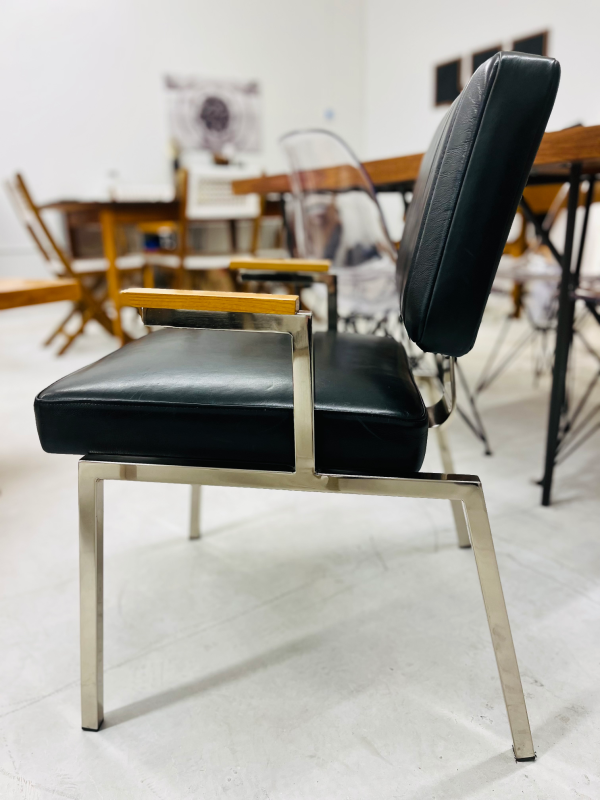 Crate & Barrel Black Leather Chairs - Image 9