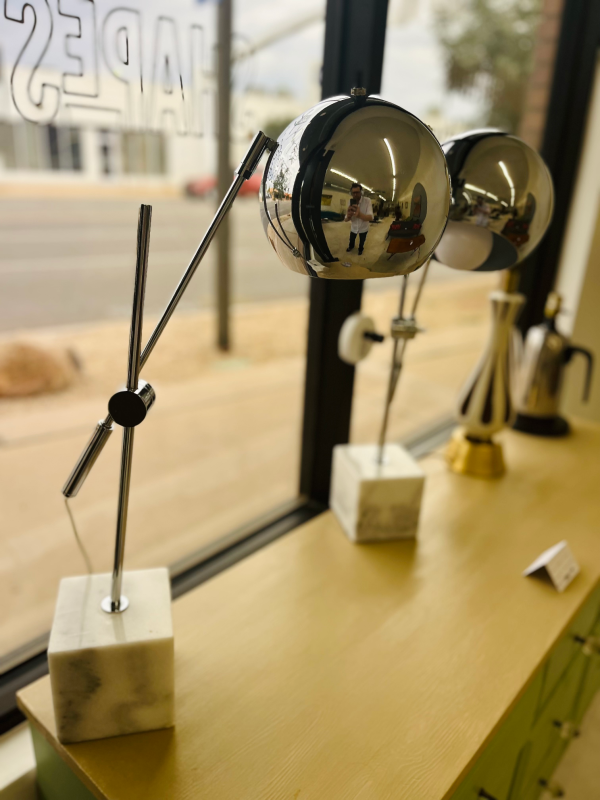 MCM Marble Base Table Lamp With Chrome Dome Shade ($155 for the pair) - Image 4