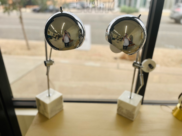 MCM Marble Base Table Lamp With Chrome Dome Shade ($155 for the pair) - Image 3
