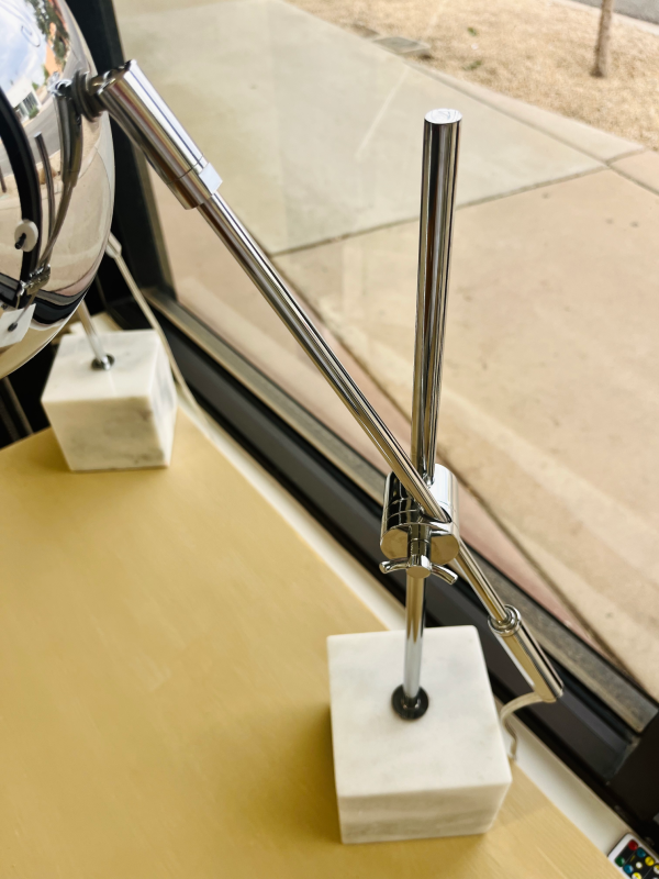 MCM Marble Base Table Lamp With Chrome Dome Shade ($155 for the pair) - Image 5