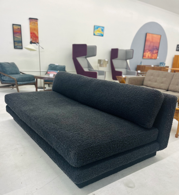 Crate & Barrel Plinth 79" Armless Black Performance Boucle Couch - Image 3