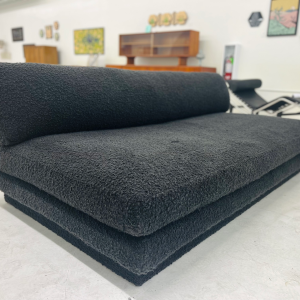 Crate & Barrel Plinth 79" Armless Black Performance Boucle Couch