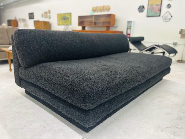 Crate & Barrel Plinth 79" Armless Black Performance Boucle Couch