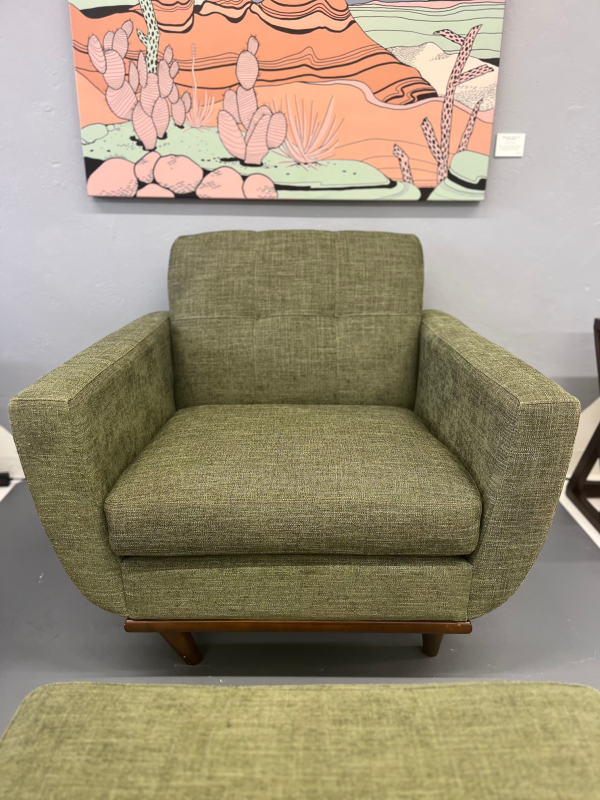 Green Arm Chair + Ottoman by Designer Raymour & Flanigan - Image 3