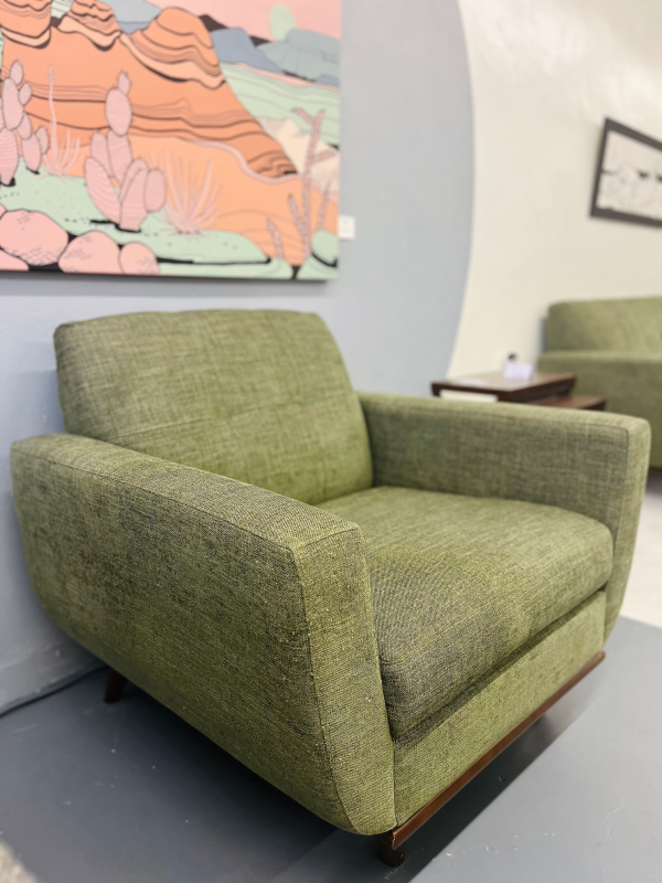 Green Arm Chair + Ottoman by Designer Raymour & Flanigan - Image 4