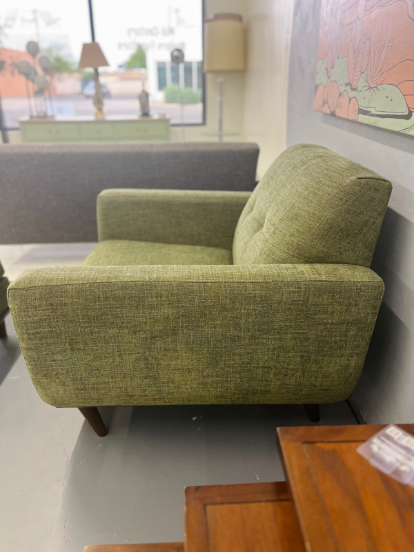Green Arm Chair + Ottoman by Designer Raymour & Flanigan - Image 5