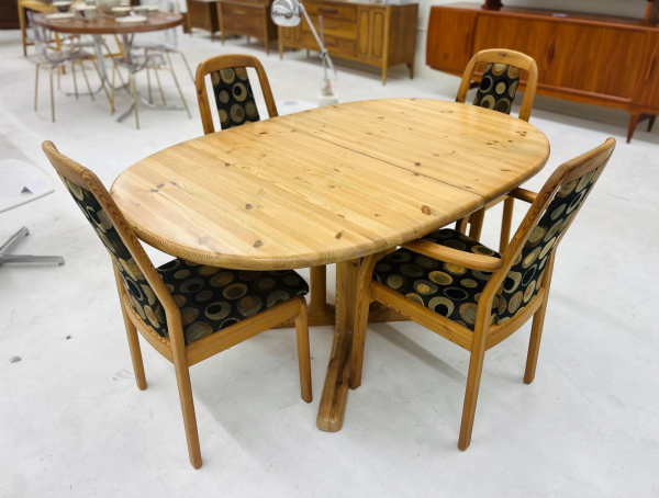 1975 Danish Teak Dining Table (NO LEAF) With Four Teak Chairs from Designer Dyrlund