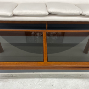 Long Danish Teak Coffee Table With Smoked Glass By Designer Kristiansen Thomassen