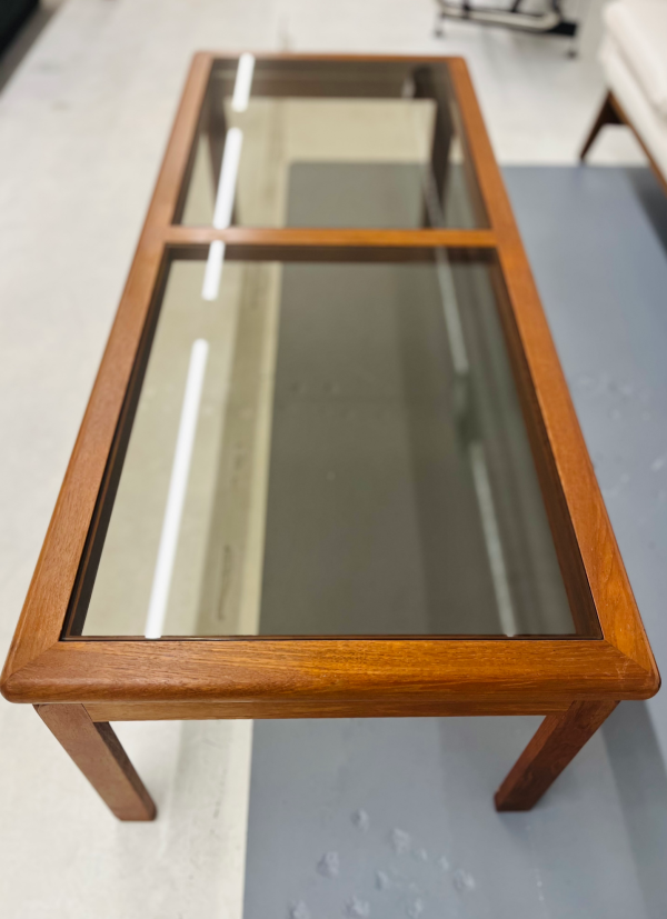 Long Danish Teak Coffee Table With Smoked Glass By Designer Kristiansen Thomassen - Image 3