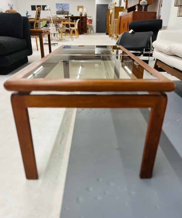 Long Danish Teak Coffee Table With Smoked Glass By Designer Kristiansen Thomassen - Image 4
