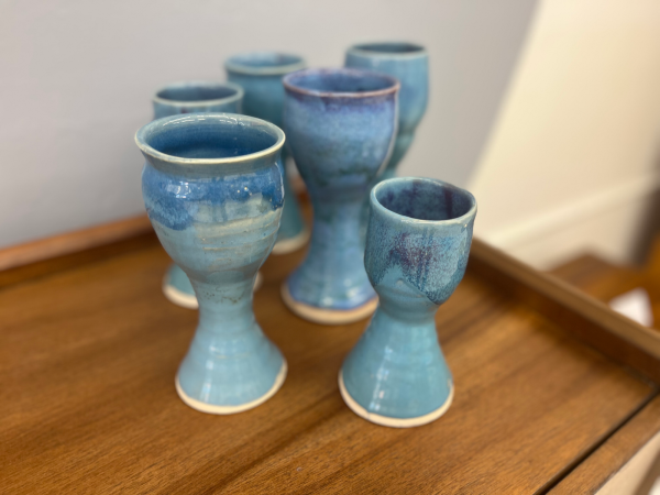Set of Six Blue Goblets