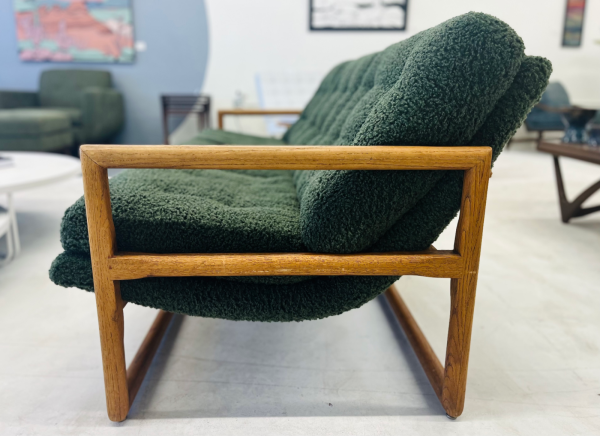 1960s Danish Army Green Boucle Easy Lounge Teak Couch From Möbelfabrik Holstebro - Image 3