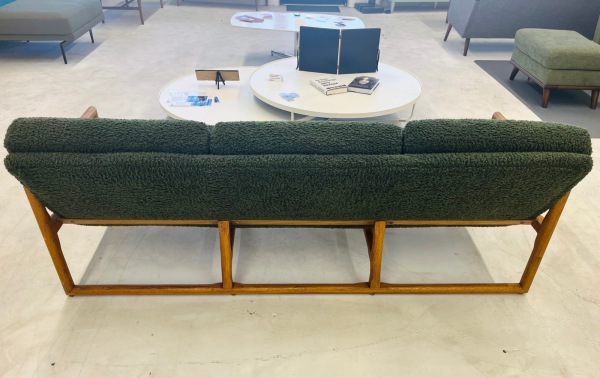 1960s Danish Army Green Boucle Easy Lounge Teak Couch From Möbelfabrik Holstebro - Image 8