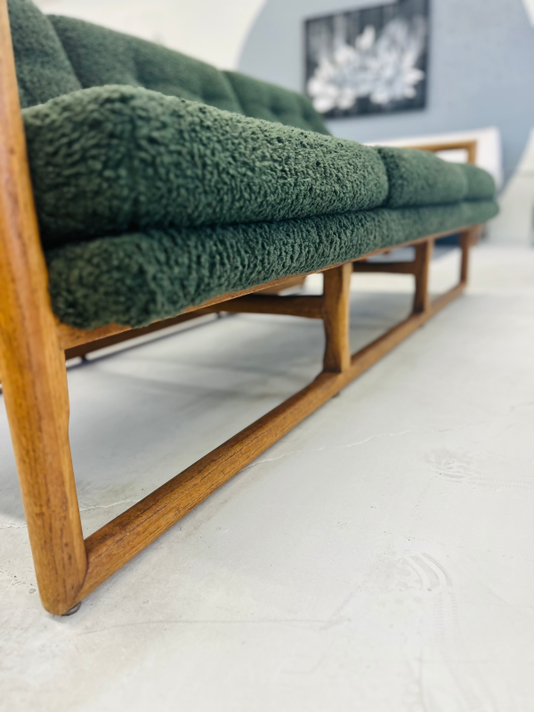1960s Danish Army Green Boucle Easy Lounge Teak Couch From Möbelfabrik Holstebro - Image 5